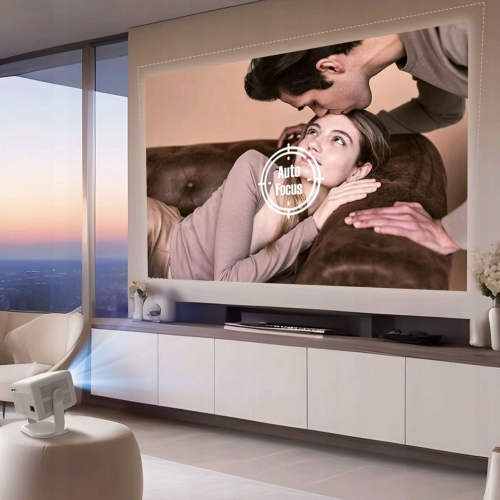 Proyector HY350MAX Full HD/4K, televisor LED Android con WiFi 6 HDR10 y altavoz WiFi.